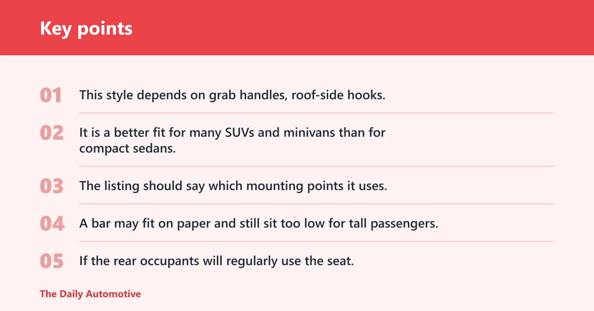 Key points: Overhead grab-handle clothes bar