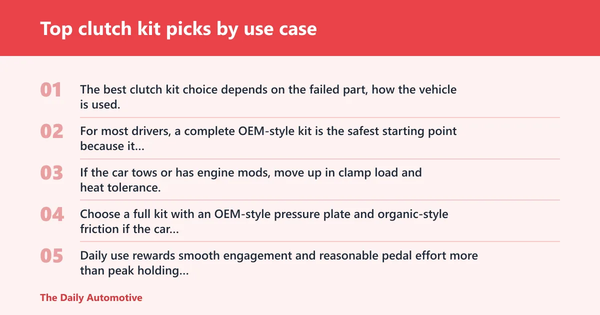 Steps: Top clutch kit picks by use case