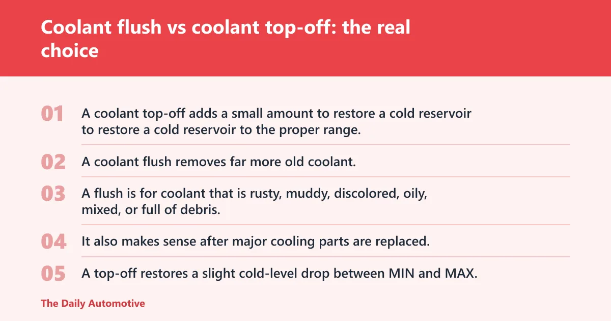 Steps: Coolant flush vs coolant top-off: the real choice