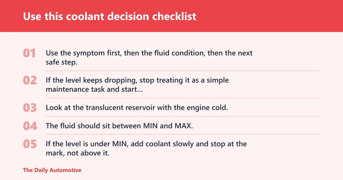 Steps: Use this coolant decision checklist