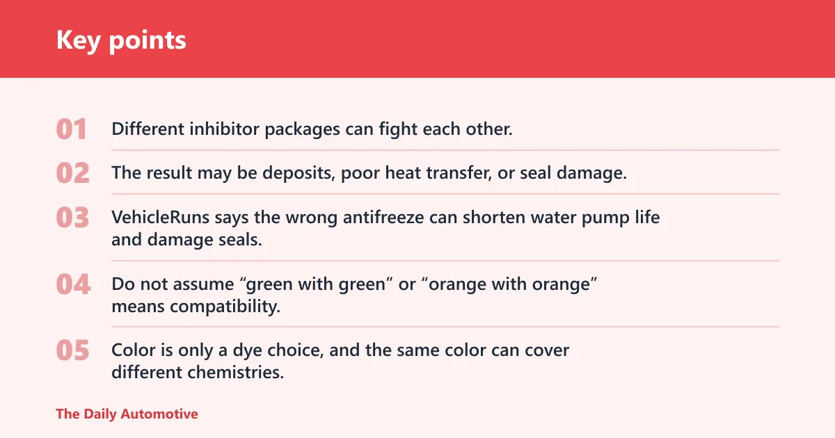 Key points: Can you mix different coolants?