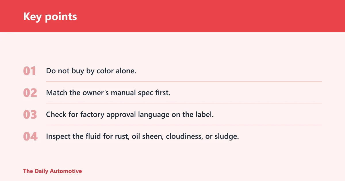 Key points: What do coolant colors mean?