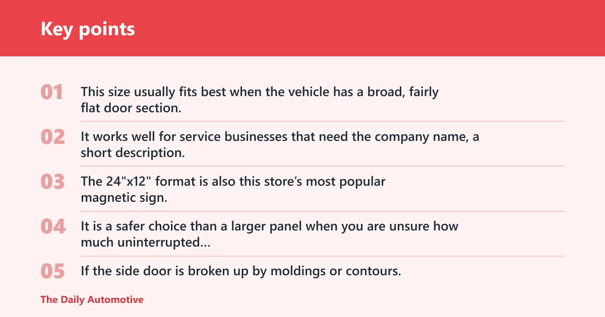 Key points: Magnetic car door sign: when 24 x 12 fits best