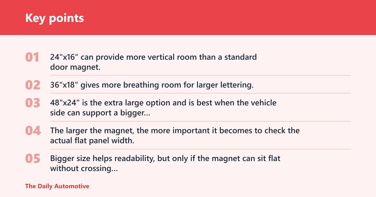 Key points: Truck and van magnet sizes for larger panels