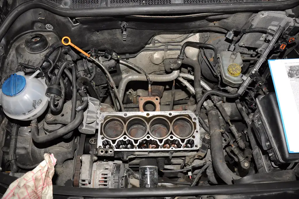 Close-up of a 5.3 Chevy driver-side bank showing the rear cylinder positions for cylinder 5.