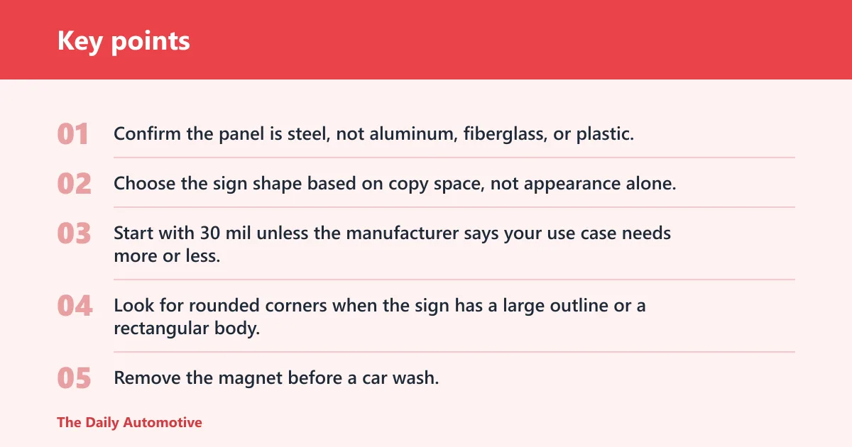 Key points: Choose die-cut magnets if… / Choose rectangle magnets if…