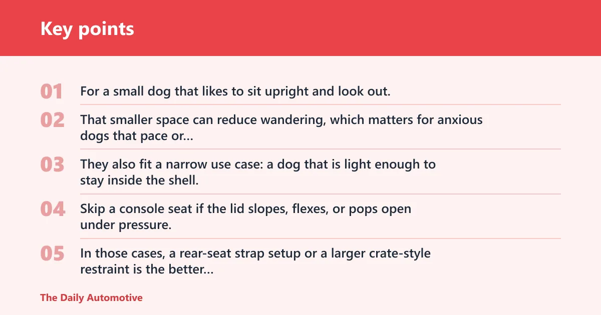 Key points: Why console seats work for some dogs