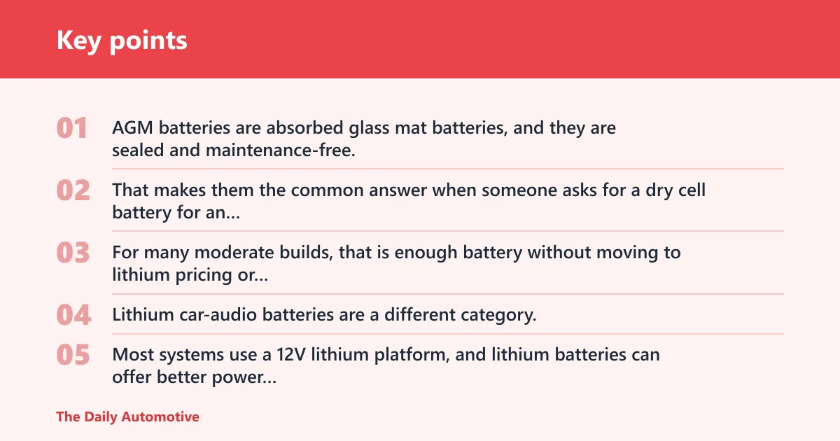 Key points: What a dry cell battery means in car audio