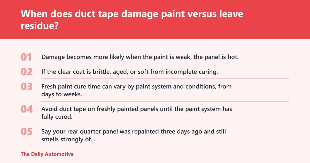 Steps: When does duct tape damage paint versus leave residue?