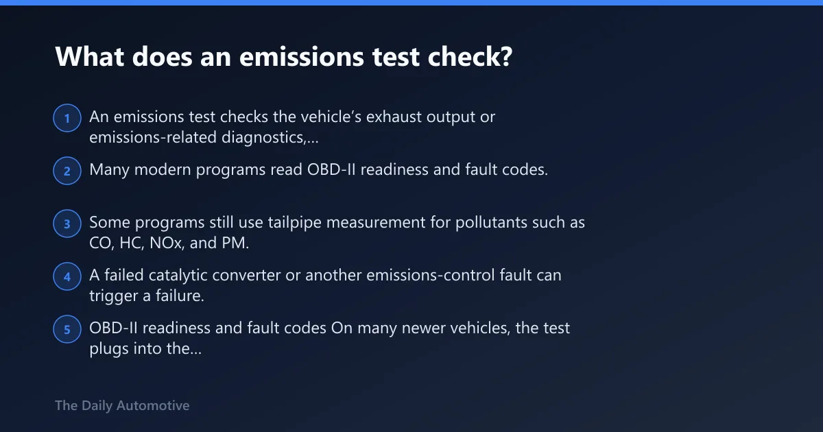 Steps: What does an emissions test check?