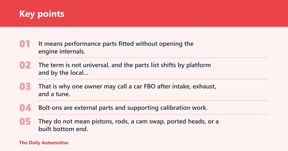 Key points: What does FBO mean on cars?