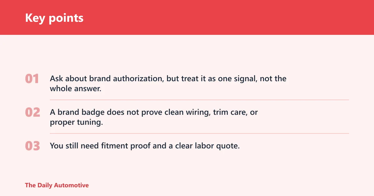 Key points: Car audio shop scorecard
