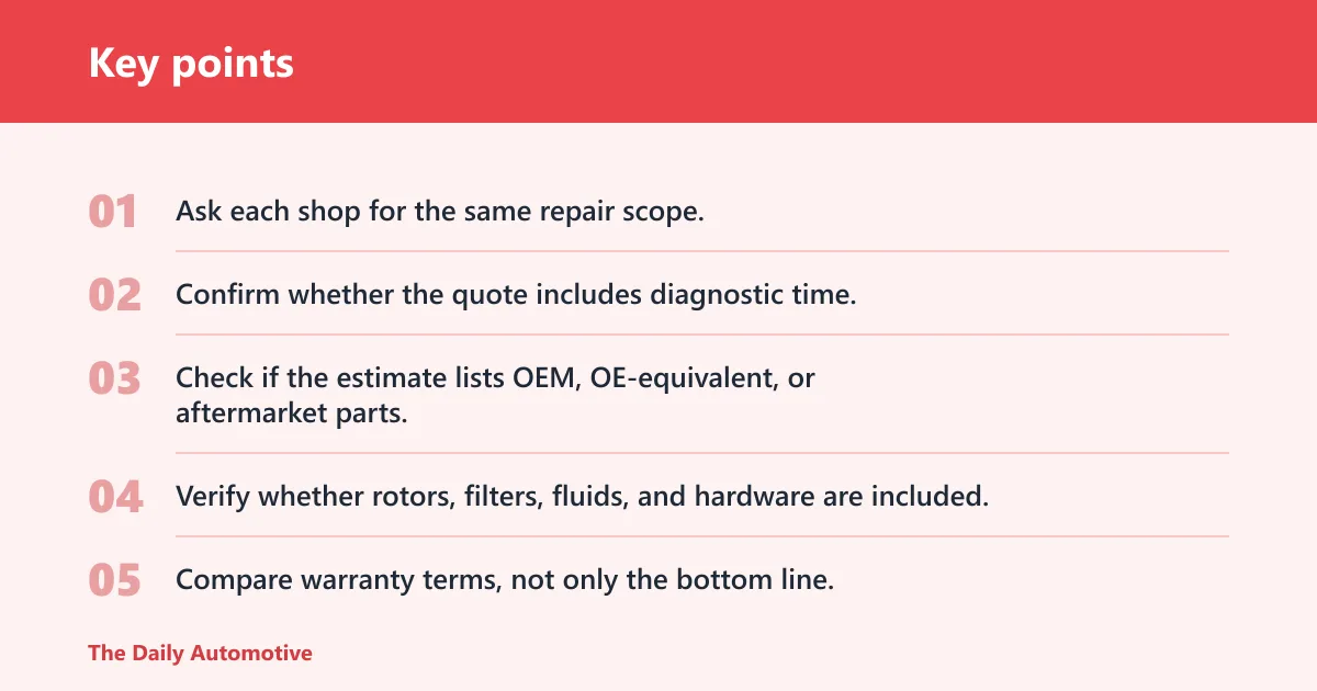 Key points: What should a written estimate include?