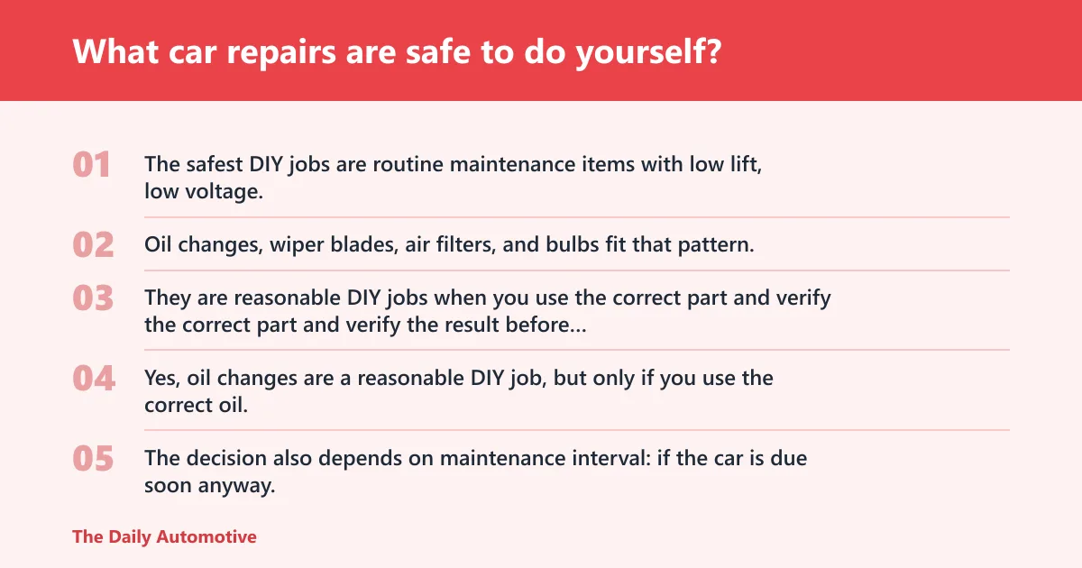 Steps: What car repairs are safe to do yourself?