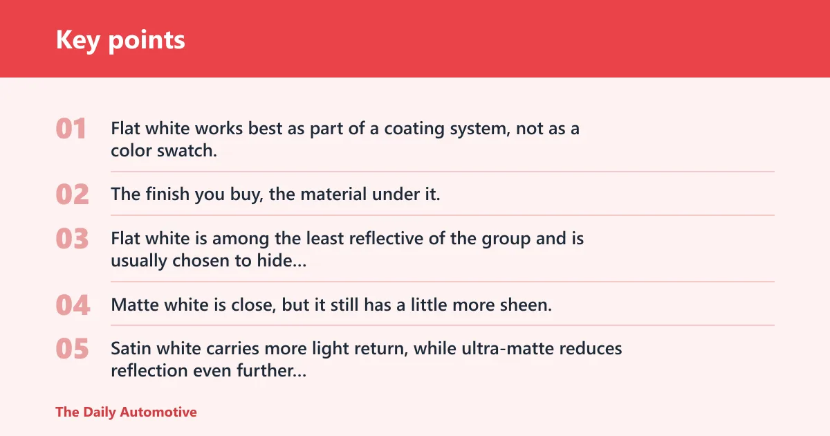 Key points: Flat white paint for cars: what to know first