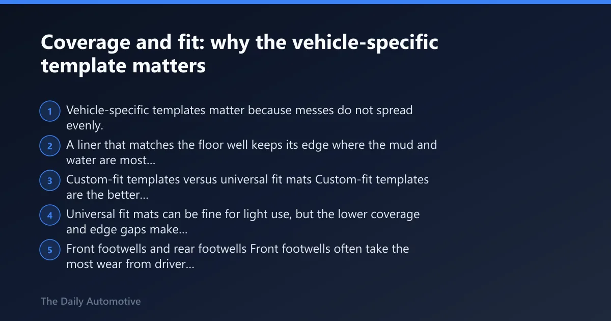 Steps: Coverage and fit: why the vehicle-specific template matters