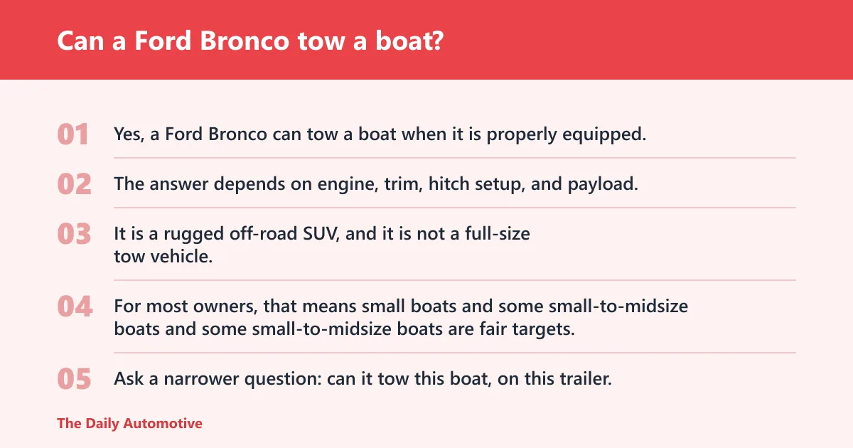Steps: Can a Ford Bronco tow a boat?