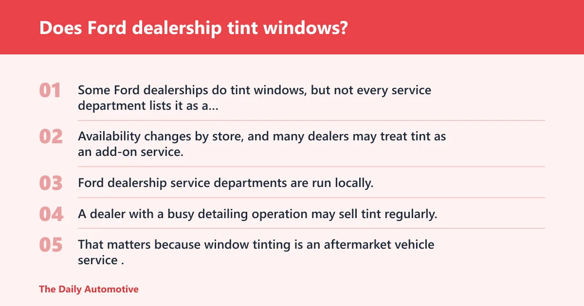 Steps: Does Ford dealership tint windows?