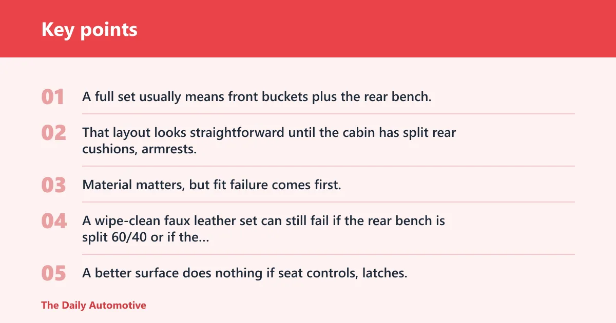 Key points: Full set seat covers: the real trade-off