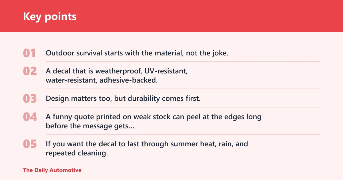 Key points: What makes a decal last outdoors?