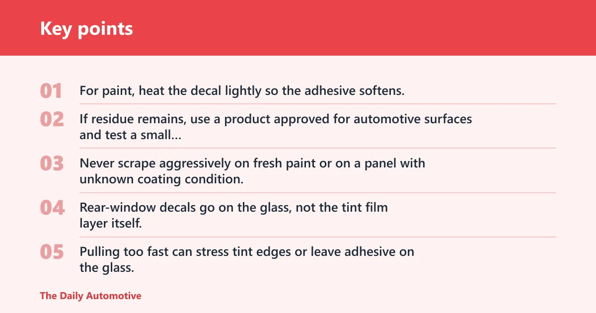 Key points: Will it damage paint or window tint?