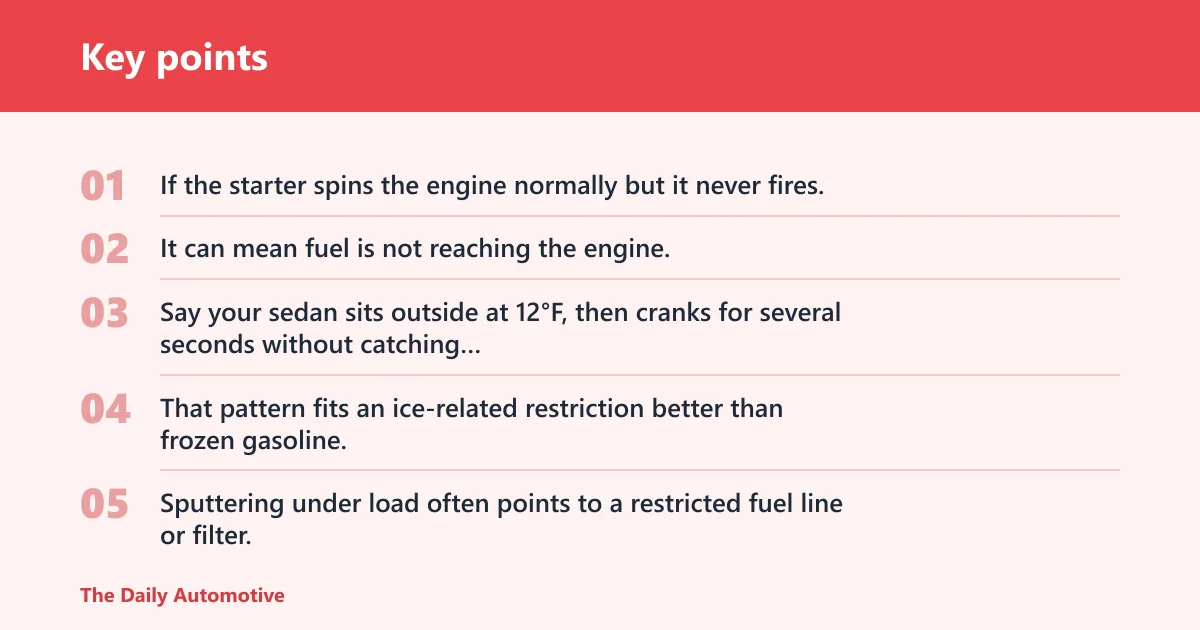 Key points: How do you spot a frozen fuel problem?