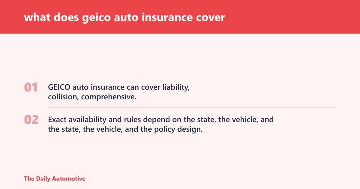 Steps: what does geico auto insurance cover