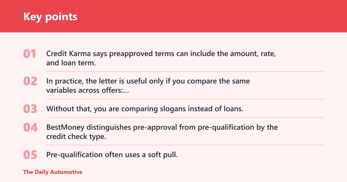 Key points: What is the difference between pre-approval and pre-qualification for a car loan?