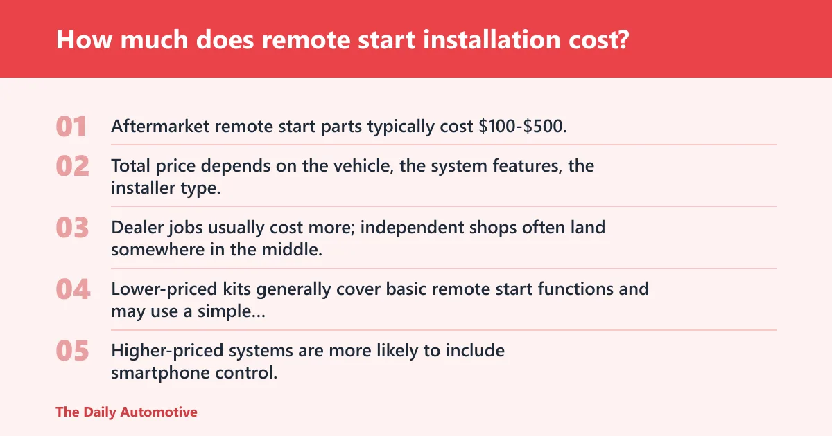 Steps: How much does remote start installation cost?