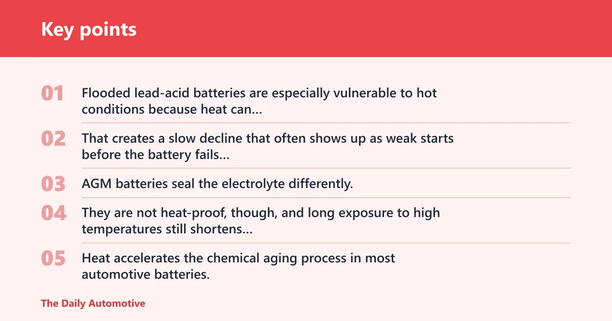 Key points: Why does my car battery die in hot weather?