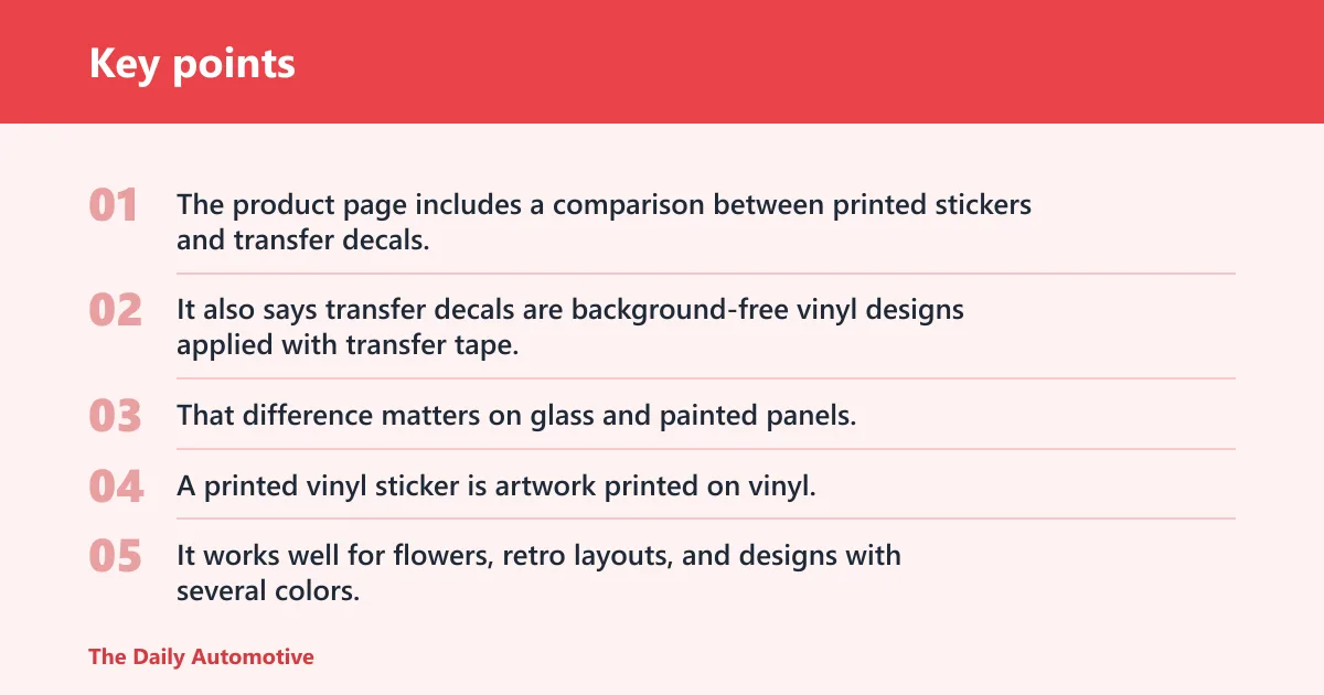 Key points: Printed sticker or transfer decal?
