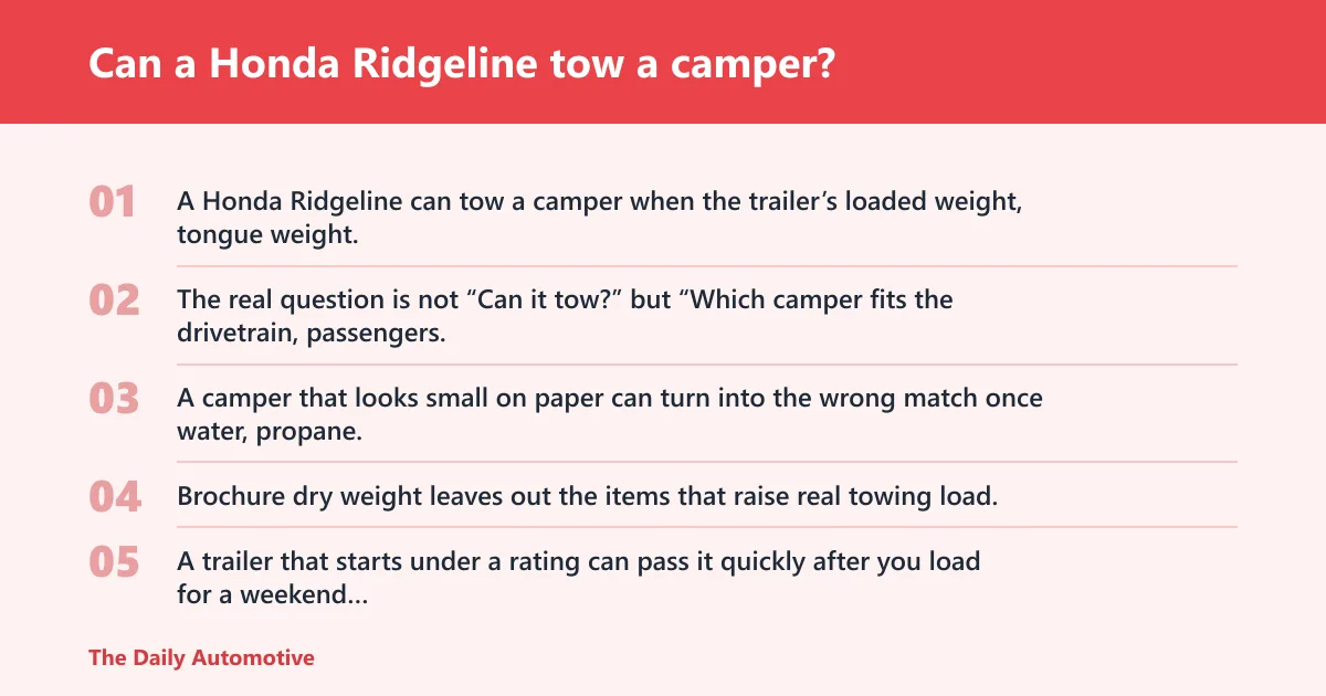 Steps: Can a Honda Ridgeline tow a camper?