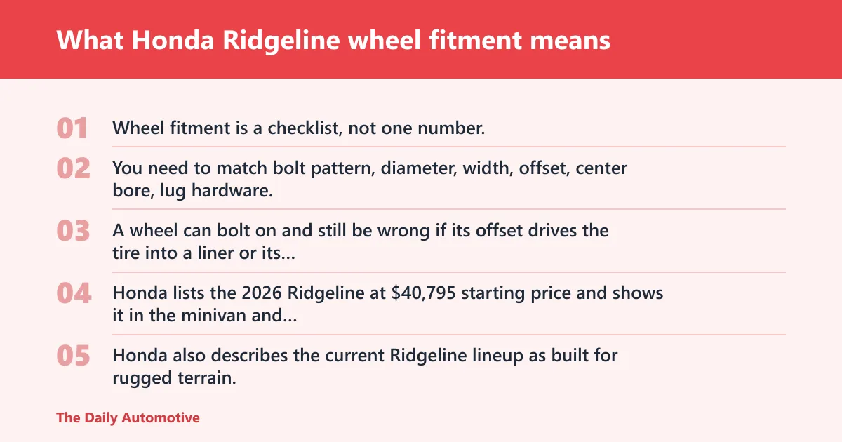 Steps: What Honda Ridgeline wheel fitment means