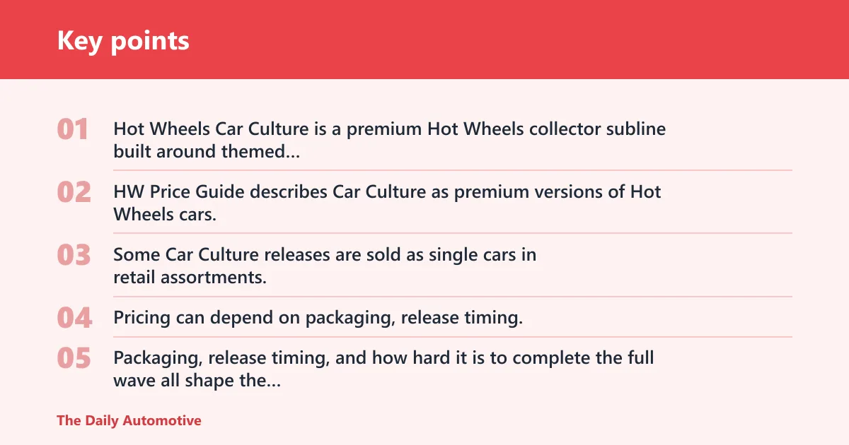 Key points: What Hot Wheels Car Culture is