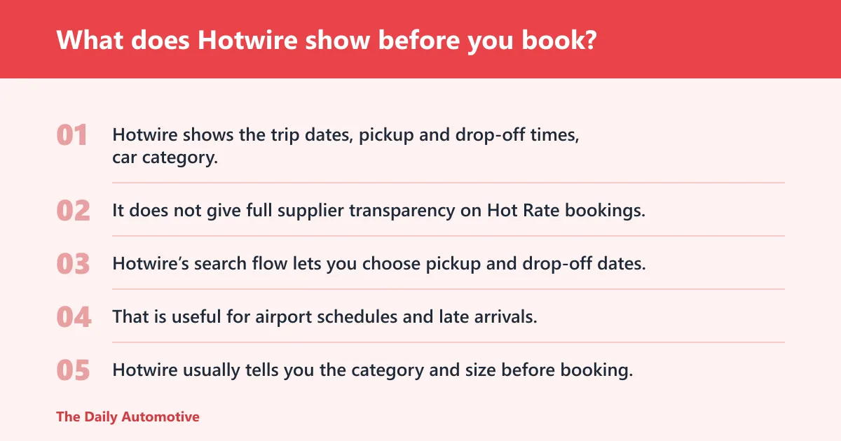 Steps: What does Hotwire show before you book?