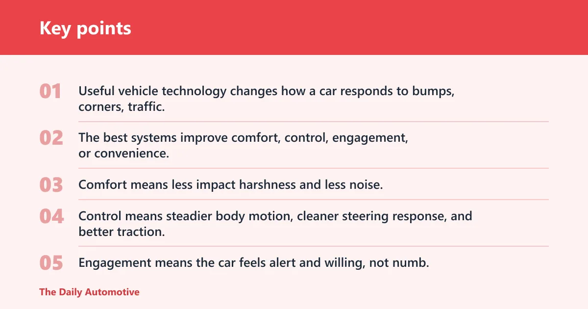 Key points: What car tech actually changes behind the wheel