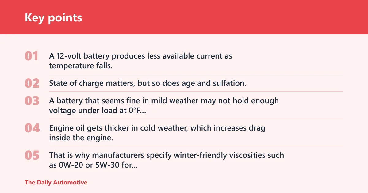 Key points: Why cold weather changes starting behavior