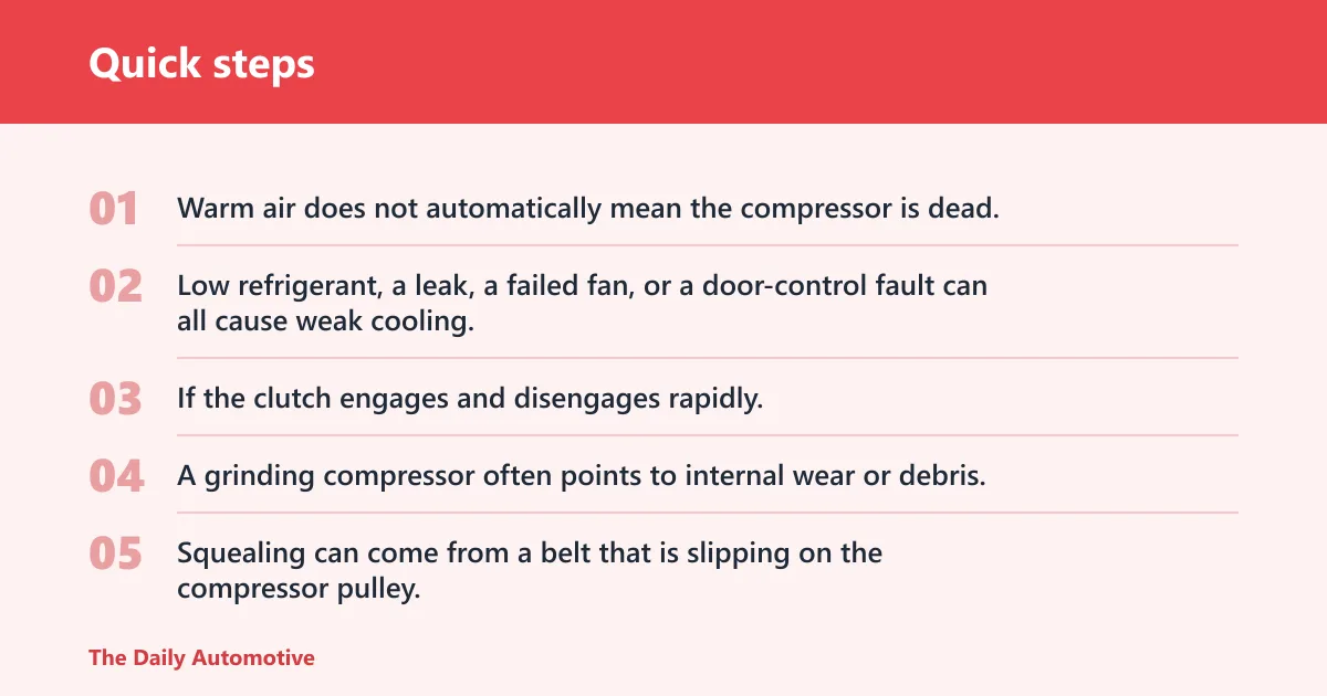 Quick steps: How to tell if the compressor is failing