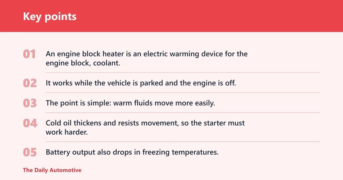 Key points: What a block heater does