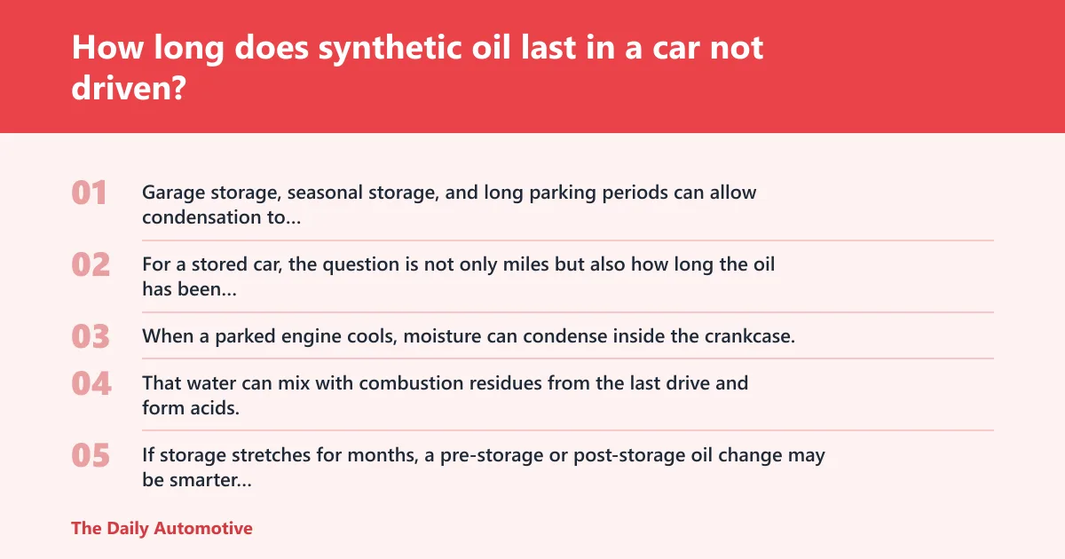 Steps: How long does synthetic oil last in a car not driven?