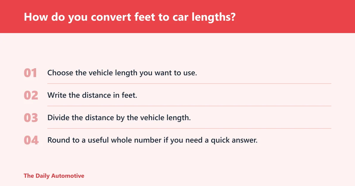 Steps: How do you convert feet to car lengths?