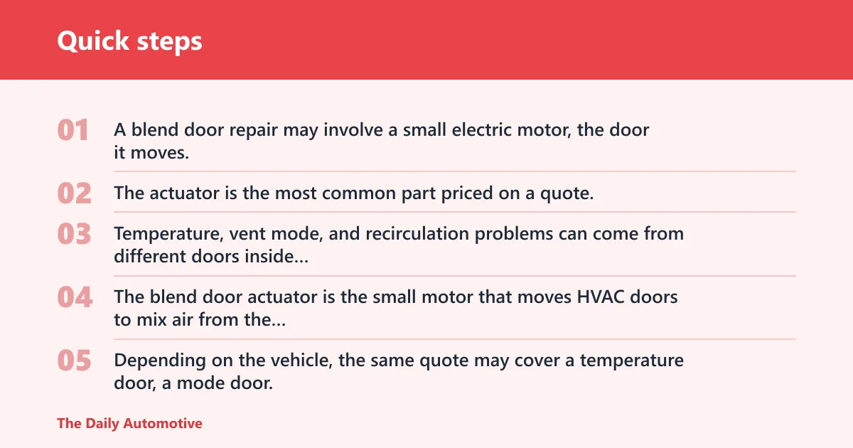 Quick steps: What a blend door repair actually fixes
