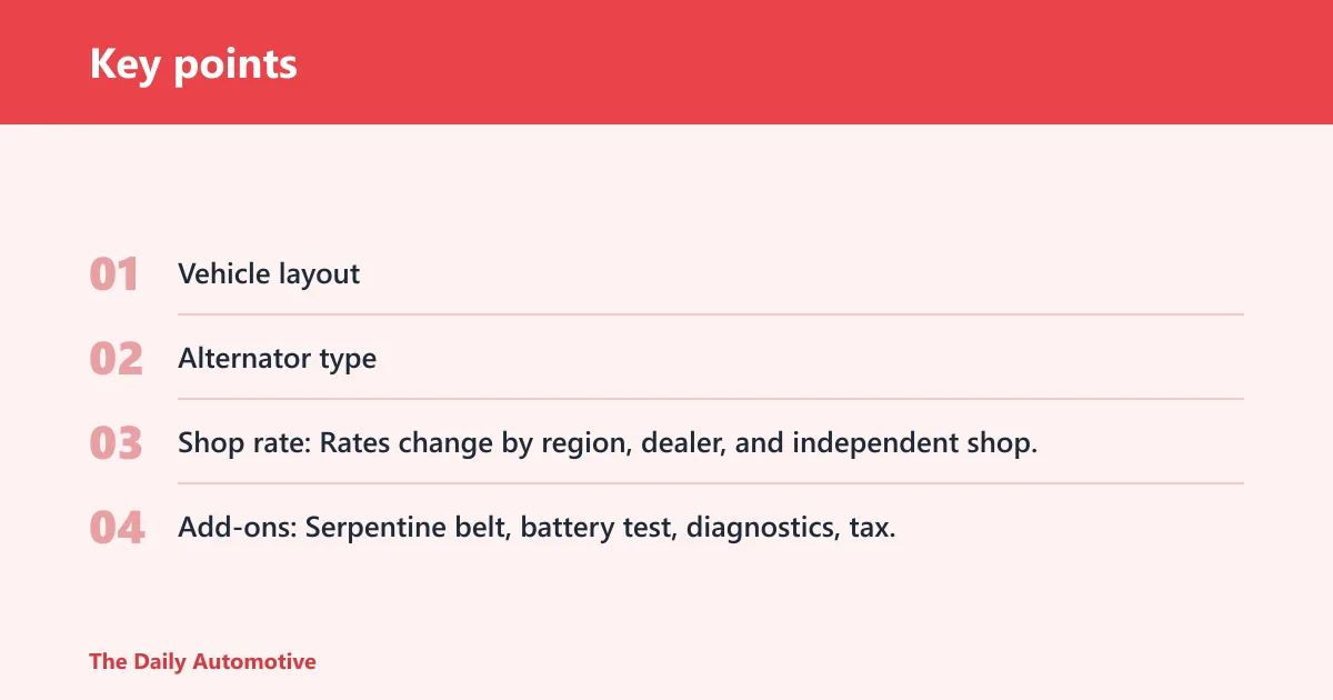 Key points: What an alternator replacement really costs