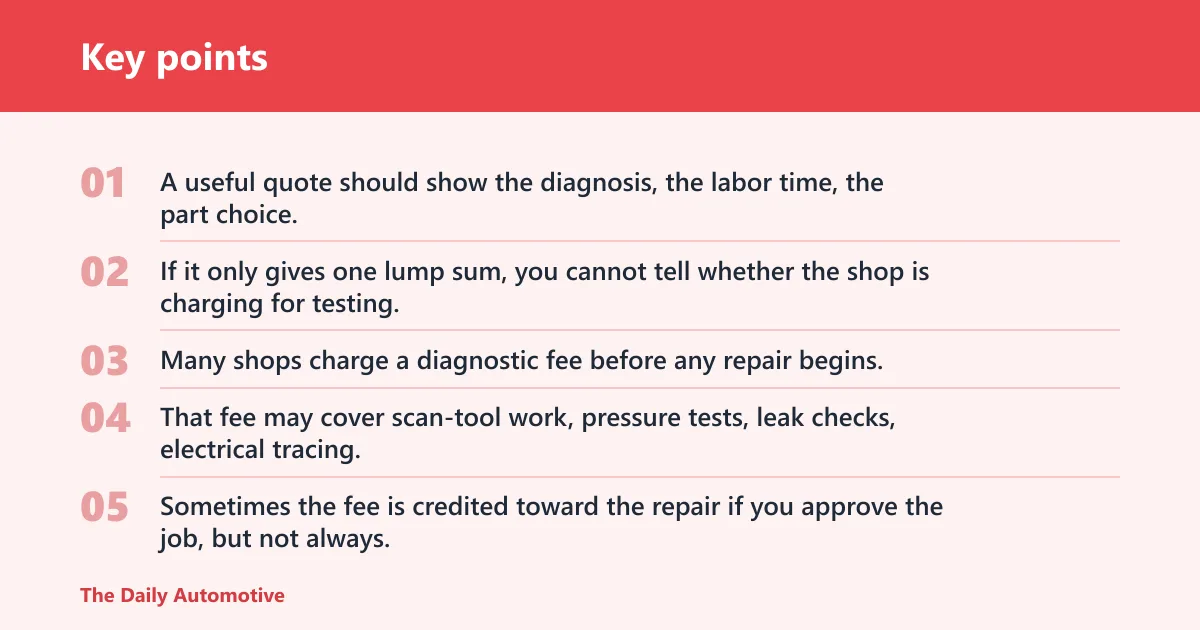 Key points: What a repair quote includes