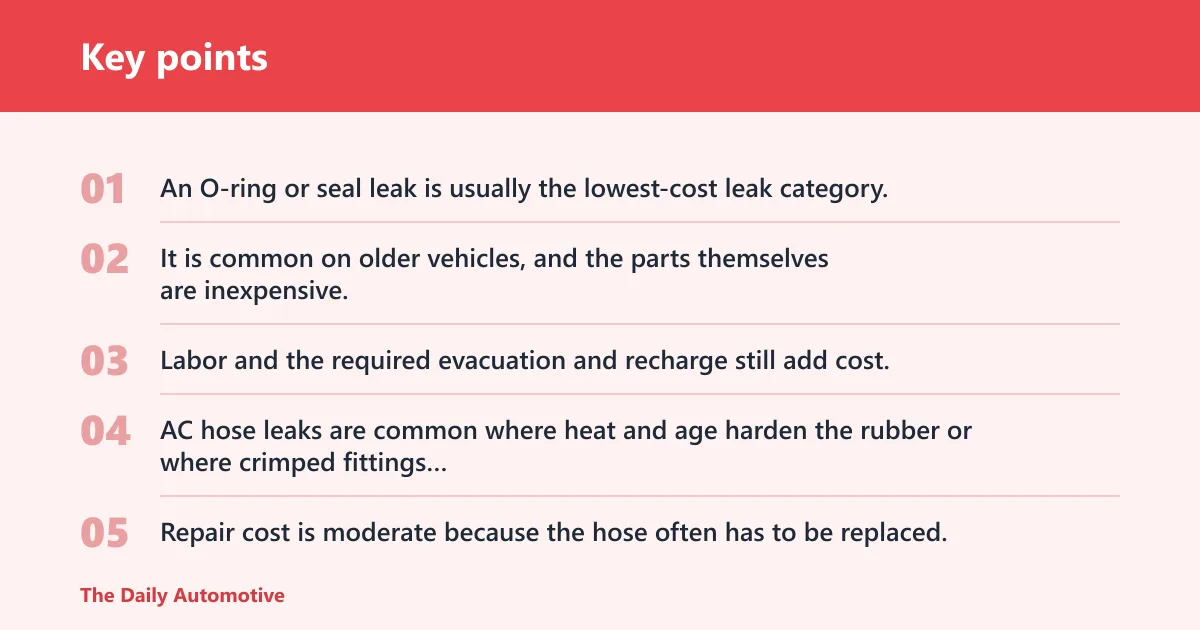 Key points: Common leak repairs and typical costs