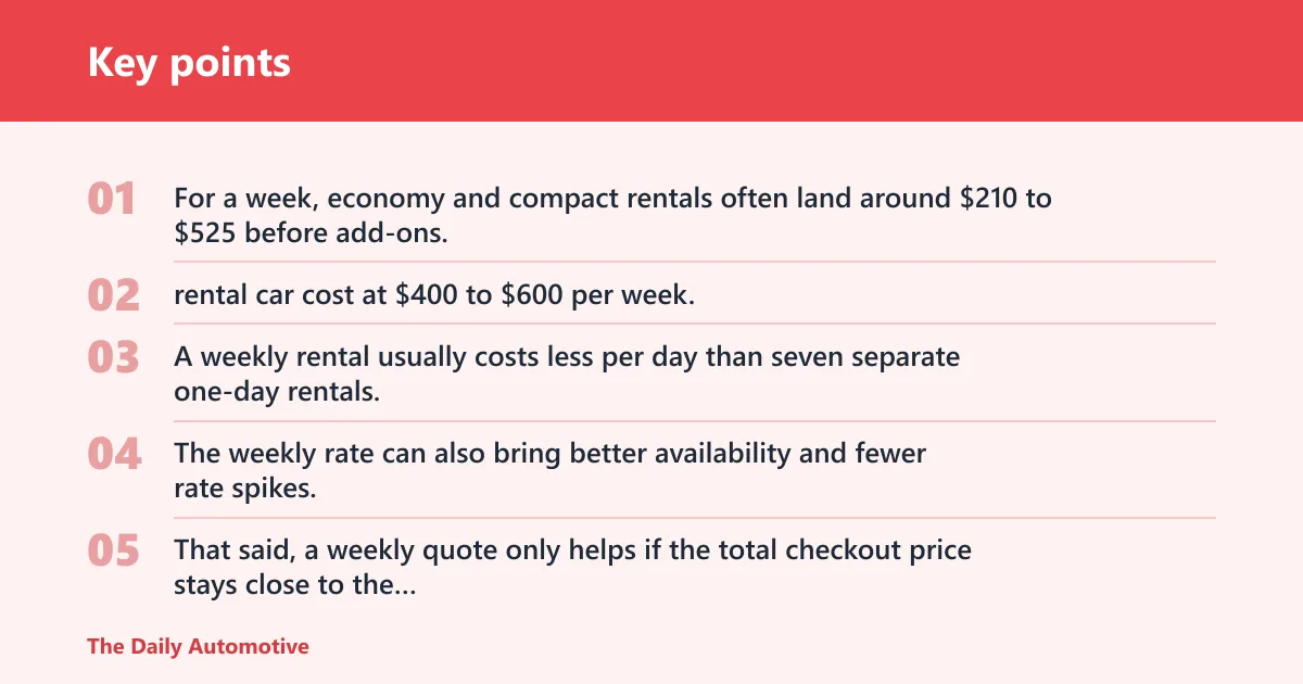 Key points: How much does a week-long rental cost?