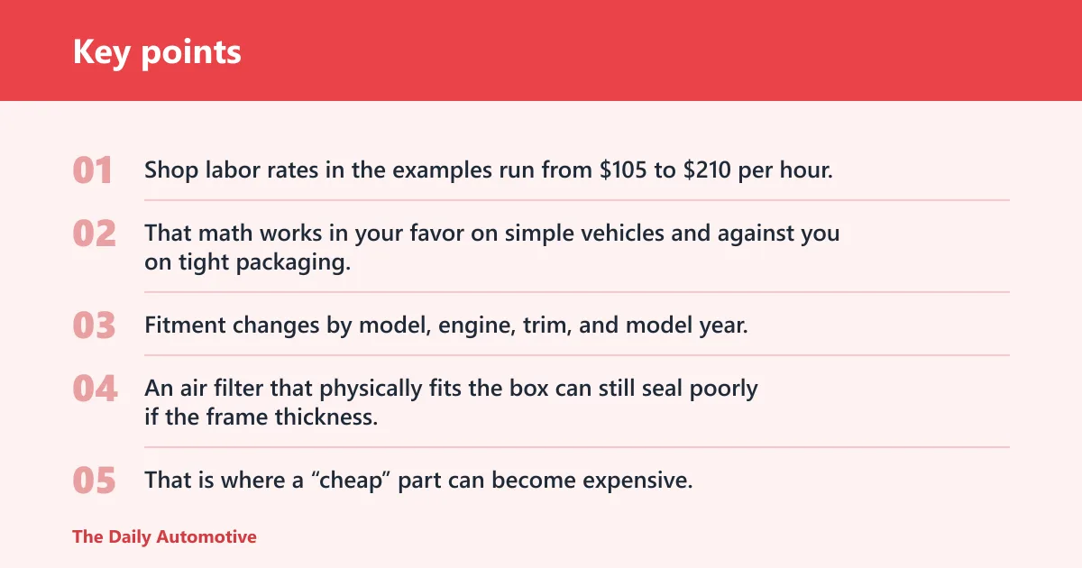 Key points: What changes the final bill for filter replacement?
