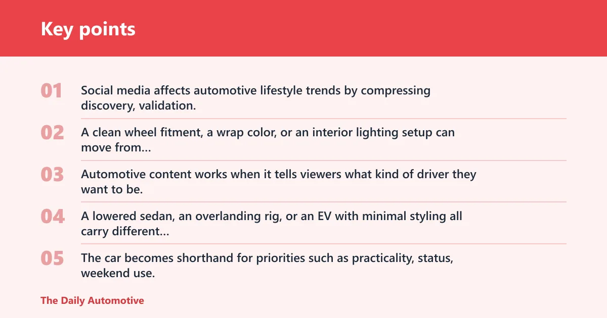 Key points: How social media affects automotive lifestyle trends