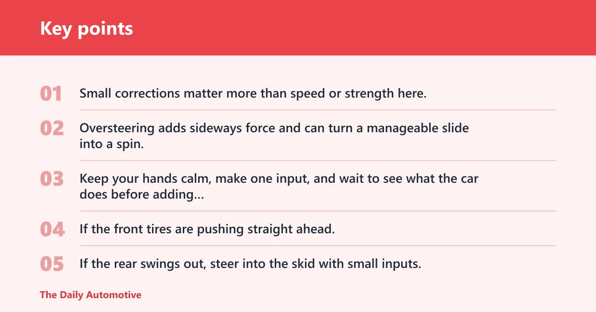 Key points: How do you recover from a skid?