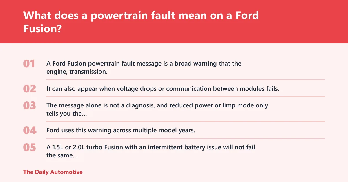 Steps: What does a powertrain fault mean on a Ford Fusion?